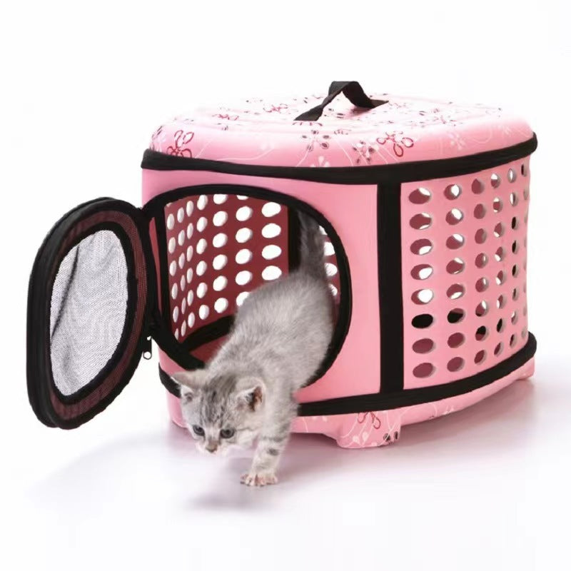 Pet Outing Bag: Fashionable Black and Pink Oxford Fabric Dog and Cat Portable Bag Lightweight and Comfortable 2024