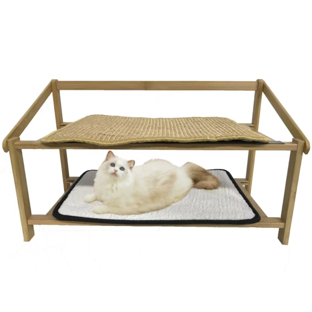 Eco-Friendly Two-Tier Bamboo Cat Climbing Tower: Stylish Design, Comfortable Lounging, and Sturdy Construction